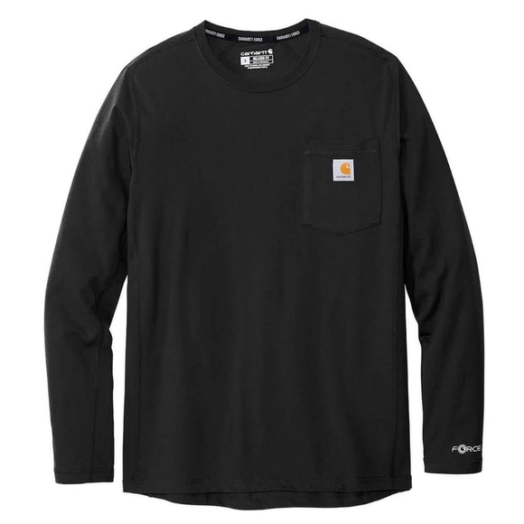 Carhartt Men's Black Force Relaxed Fit Long-Sleeve Pocket T-Shirt - Picture 1 of 3